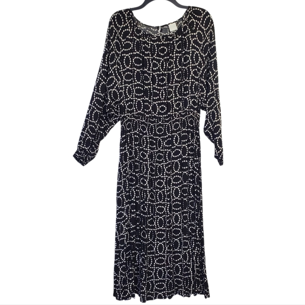 H&M Black and White Geometric Long Sleeve Dress Size XL
